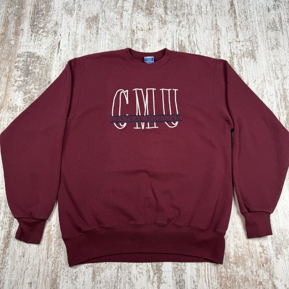 Vintage Champion Centural Michigan‎ University Embroidered Crewneck Sz XL USA
